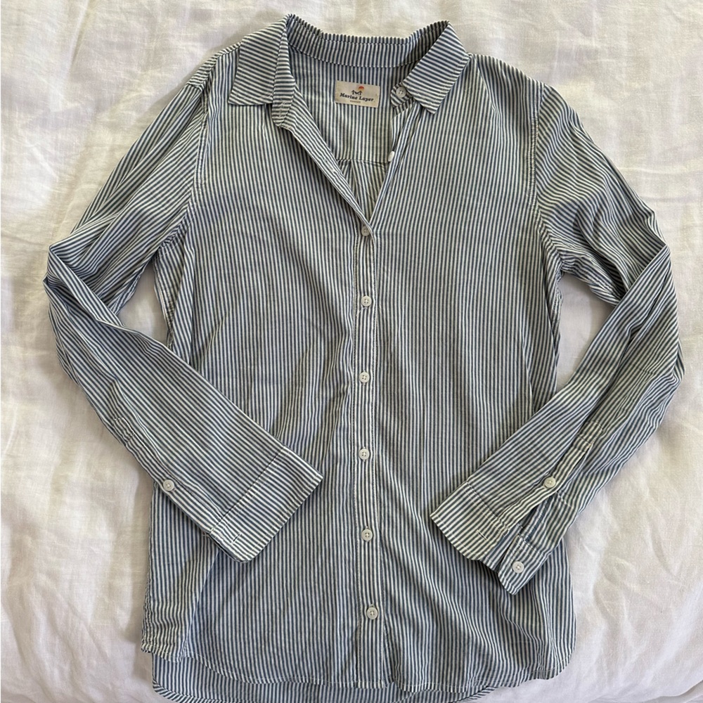 Marine Layer Cotton Striped Botton Down Shirt